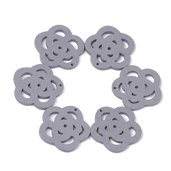 

PandaHall Spray Painted Wood Pendants, Flower, Dark Gray, 30x30x2.5mm, Hole: 1.4mm Wood Flower Gray