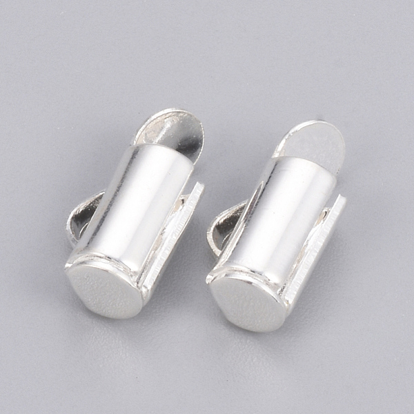 

PandaHall Brass Slide On End Clasp Tubes, Slider End Caps, Silver Color Plated, 6x6x4mm, Hole: 1x2mm, Inner Diameter: 3mm Brass