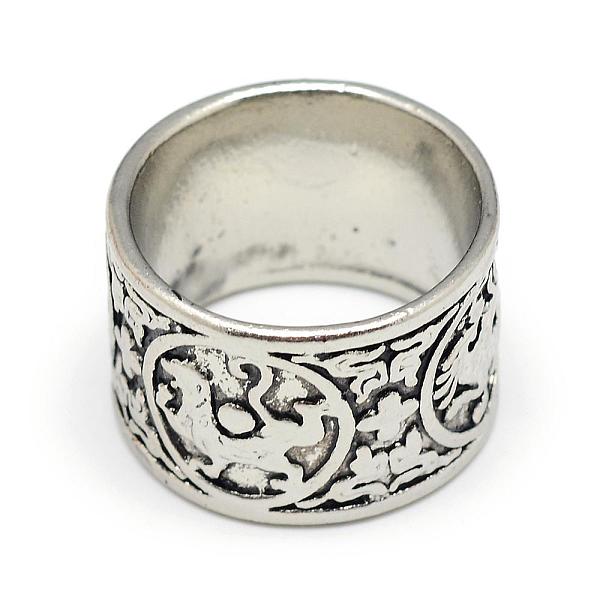 

PandaHall Alloy Finger Rings, Wide Band Rings, Chunky Rings, Size 11, Antique Silver, 21mm Alloy