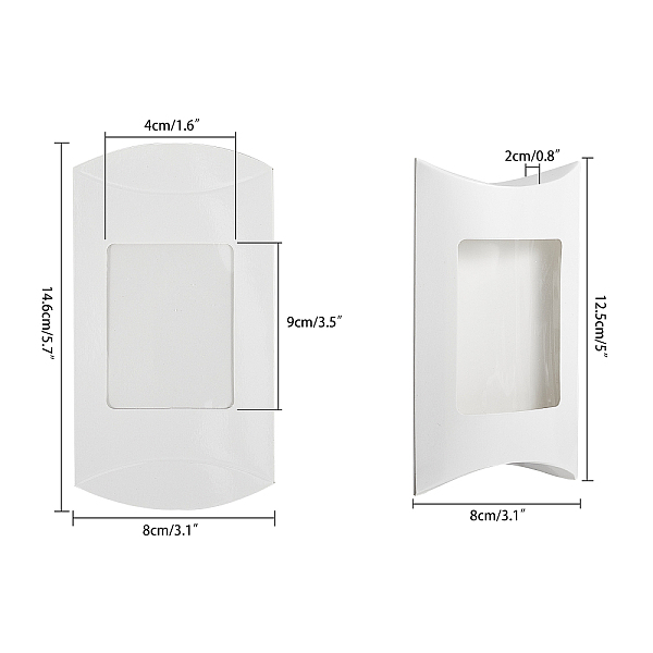 Chgcraft 30pcs Boîtes D'oreiller En Papier Kraft Blanc Avec Fenêtre Transparente