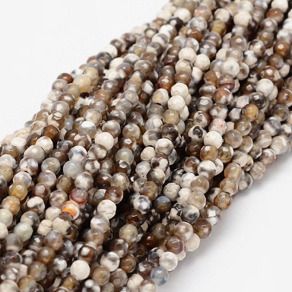 

PandaHall Faceted Natural Agate Round Beads Strands, Dyed, Camel, 4mm, Hole: 1mm, about 92pcs/strand, 15.3 inch Natural Agate Round Brown
