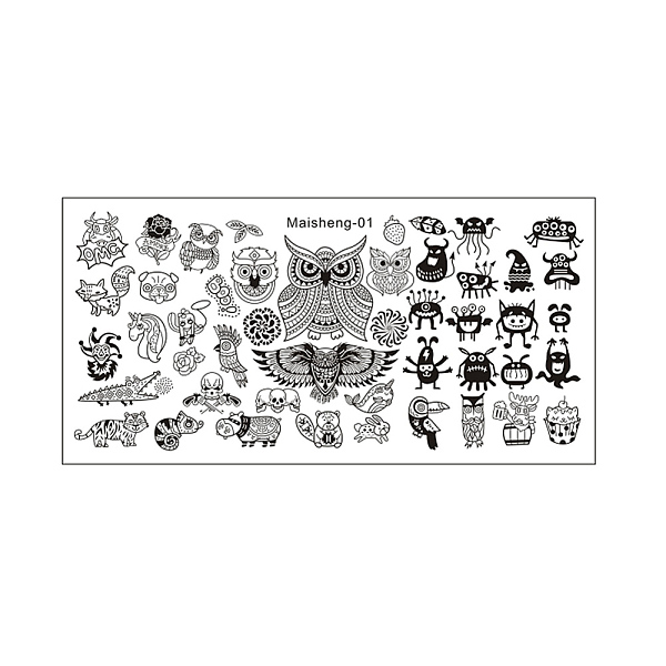

PandaHall Stainless Steel Nail Art Stamping Plates, Nail Image Templates, Rectangle, Animal Pattern, 120x60x0.5mm Stainless Steel