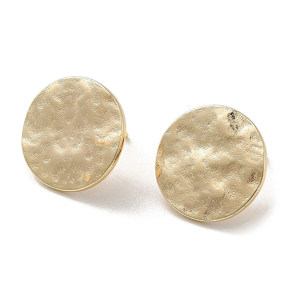 

PandaHall Brass Stud Earring Findings, with Vertical Loop, Textured Flat Round, Real 18K Gold Plated, 15mm, Hole: 2mm, Pin: 9X0.7mm Brass...