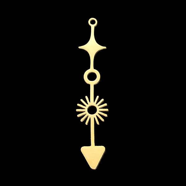 

PandaHall 201 Stainless Steel Pendants, Laser Cut, Arrow, Golden, 42x8.5x1mm, Hole: 1.2mm 201 Stainless Steel Arrow