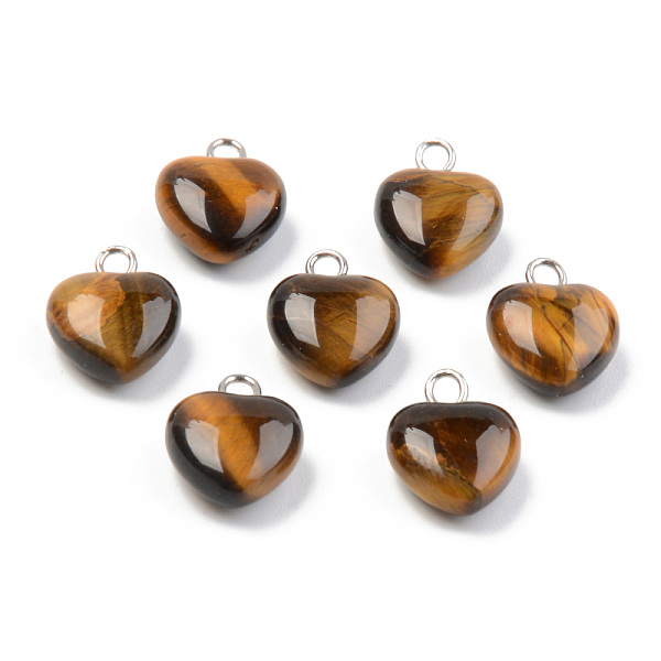 

PandaHall Natural Tiger Eye Charms, with Platinum Brass Peg Bail, Heart, 13.5~14.5x10.5x5mm, Hole: 1.8mm Tiger Eye Heart