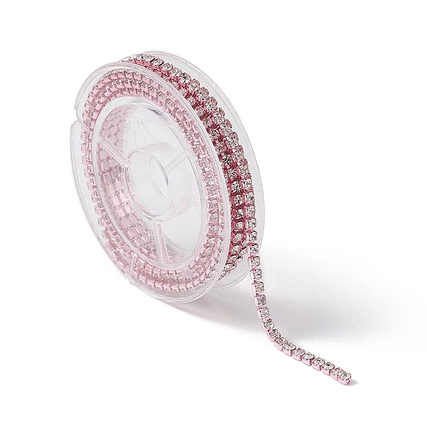 

PandaHall Electrophoresis Brass Rhinestone Strass Chains, Rhinestone Cup Chains, with Spool, Pink, 2~2.1mm, about 4.27 Feet(1.3m)/Roll...