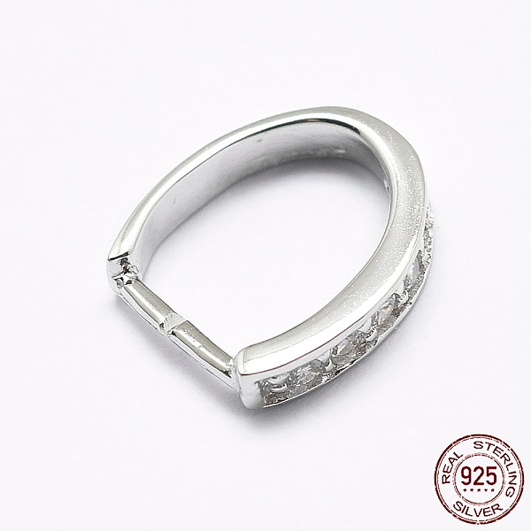 

PandaHall Rhodium Plated 925 Sterling Silver Micro Pave Cubic Zirconia Pendant Bails, Ice Pick & Pinch Bails, Horseshoe, Platinum...