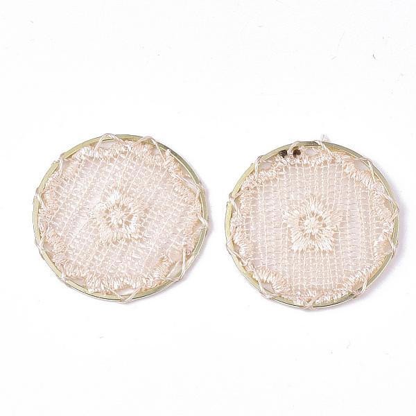 

PandaHall Polyester Woven Pendant Decorations, with Iron Findings, Flat Round with Star, Light Gold, Misty Rose, 40x2mm Polyester Flat Round..., Red