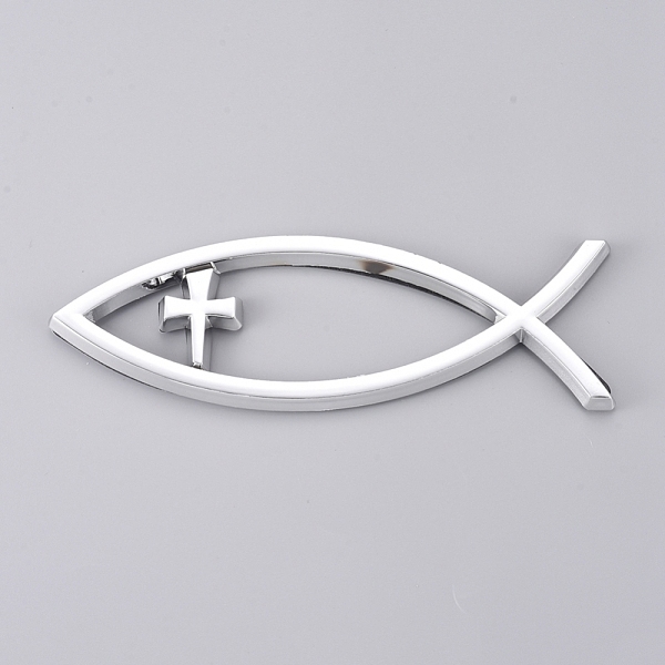 

PandaHall Waterproof ABS Plastic Jesus Fish Decal Sticker, 3D Car Decal Emblem Sticker, for Jesus Christian Fish Symbol, Silver, 140x46x6mm...