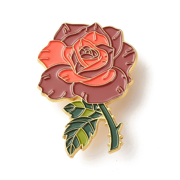 

PandaHall Rose Flower Enamel Pin, Dainty Flower Iron Enamel Brooch for Backpack Clothes, Golden, Red, 45.5x33x9.5mm Iron Red