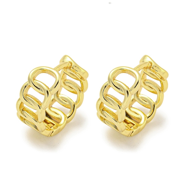 

PandaHall Chain-Shaped Brass Hoop Earrings, Real 18K Gold Plated, 15x6.5mm Brass Others