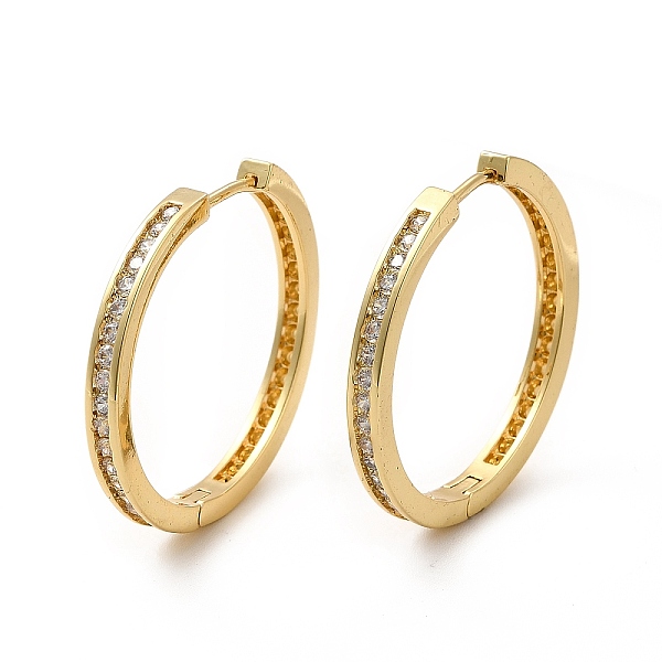 

PandaHall Clear Cubic Zirconia Hoop Earrings, Rack Plating Brass Jewelry for Women, Lead Free & Cadmium Free, Real 18K Gold Plated, 30x3mm...