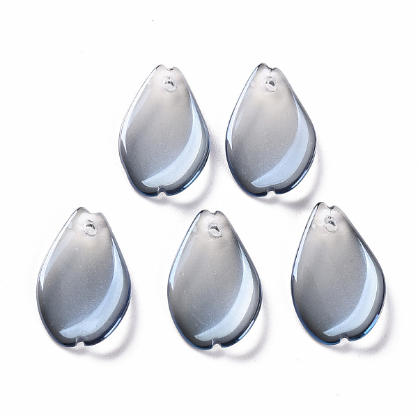 

PandaHall Transparent Spray Painted Glass Pendants, Pearlized, Petaline, Slate Gray, 16x9.5x2mm, Hole: 1mm Glass Petaline