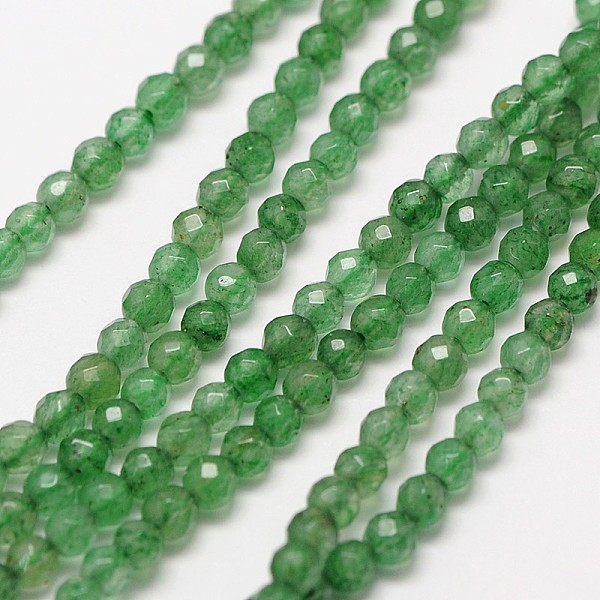 

PandaHall Natural Green Aventurinee Beads Strands, Faceted Round, 3mm, Hole: 0.8mm, about 129pcs/strand, 15 inch Green Aventurine Round