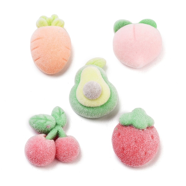 Beflockte Opake Harzfrucht-Decoden-Cabochons