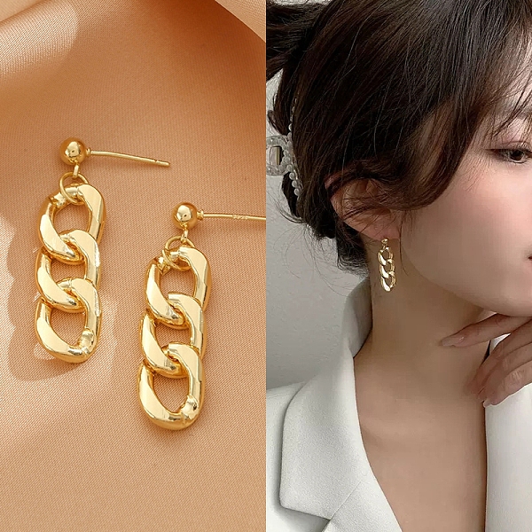 

PandaHall Alloy Dangle Earrings for Women, 925 Sterling Silver Pins, Ring, 18x12mm Alloy Ring