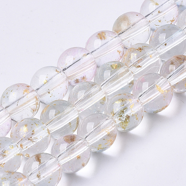 

PandaHall Transparent Spray Painted Glass Bead Strands, with Golden Foil, Round, Lavender Blush, 6~7mm, Hole: 1.2~1.5mm, about..., Pink
