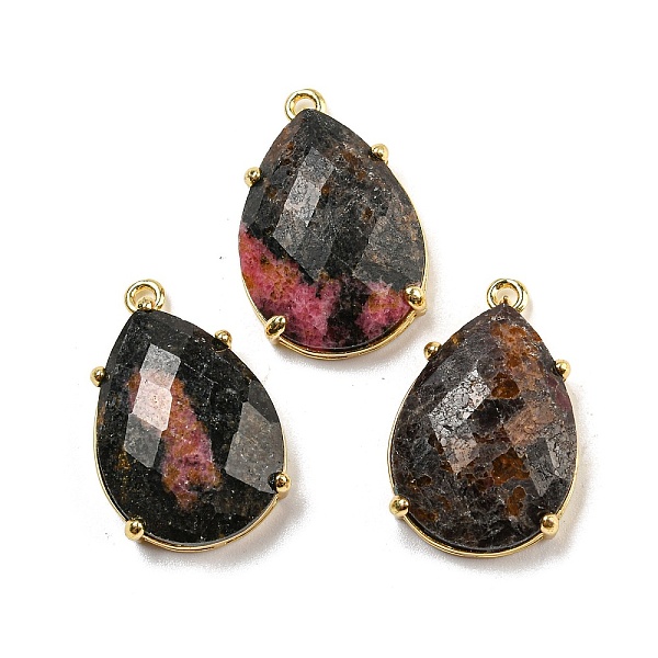 

PandaHall Natural Rhodonite Pendants, Rack Plating Brass Faceted Teardrop Charms, Golden, 24~24.5x16~16.5x7mm, Hole: 1.5mm Rhodonite...