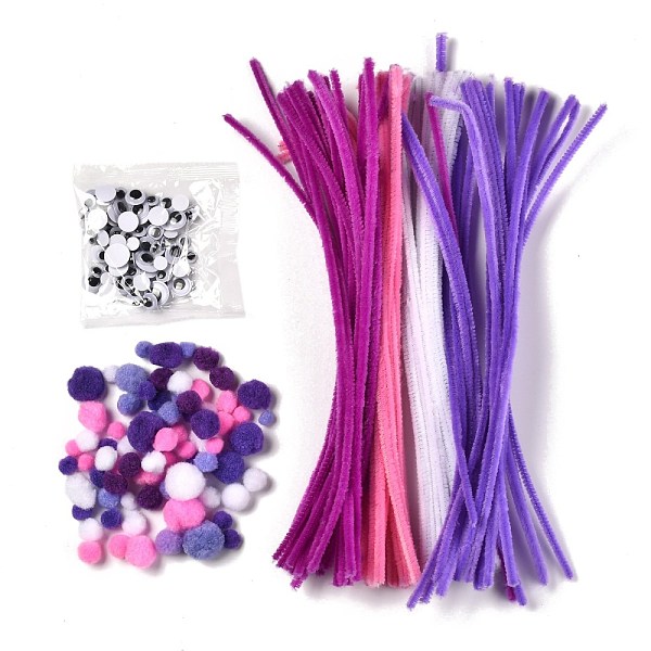 

PandaHall DIY Doll Craft Kits, Chenille Stem Garland Craft Wire and Plastic Black & White Eyes Cabochons, Mixed Color, 9mm Plastic..., Multicolor