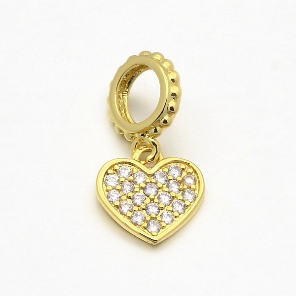 CZ Brass Micro Pave AAA Cubic Zirconia Large Hole European Dangle Charms
