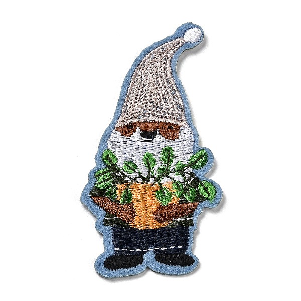 PandaHall Gnome Horticulturist Appliques, Computerized Embroidery Cloth Iron on/Sew on Patches, Costume Accessories, Colorful, 83x41x1.5mm...