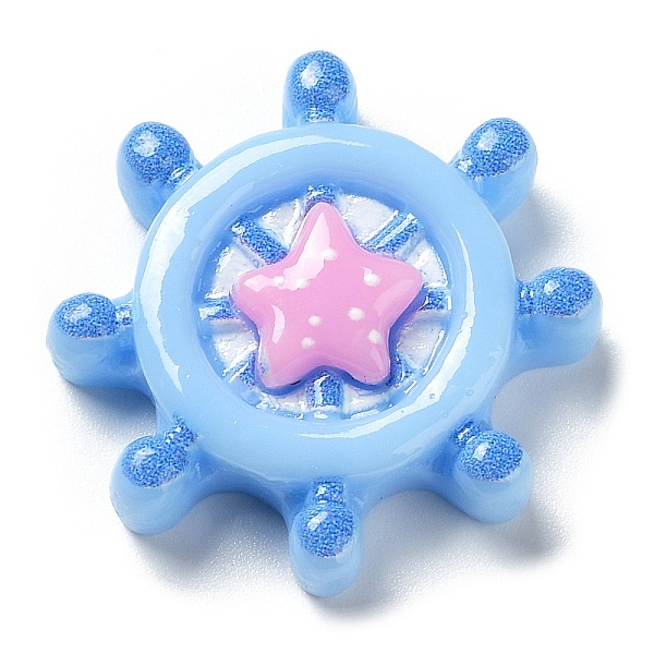 

PandaHall Ocean Theme Cartoon Opaque Resin Cabochons, Light Sky Blue, Anchor & Helm, 26x26.5x7mm Resin Anchor & Helm