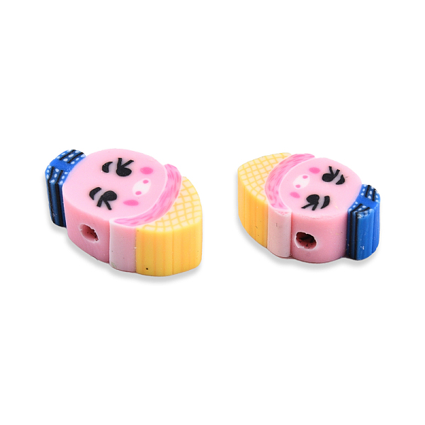 

PandaHall Handmade Polymer Clay Beads, Ice Cream with Expression, Pearl Pink, 10~13.5x6~9x4.5~5mm, Hole: 1.6mm Polymer Clay Food