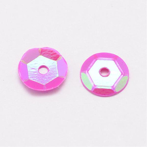 

PandaHall Plastic Paillette Beads, Semi-cupped Sequins Beads, Center Hole, Fuchsia, 12x0.5mm, Hole: 1mm Plastic Disc Pink