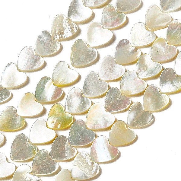 

PandaHall Natural White Shell Beads Strands, Heart, 11x11~11.5x1.5~2mm, Hole: 0.5mm, about 38pcs/strand, 15.35~15.55 inch(39~39.5cm) White...