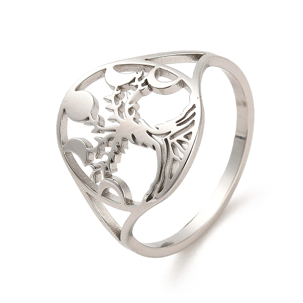 

PandaHall 304 Stainless Steel Open Cuff Rings, Tree, Stainless Steel Color, US Size 6(16.5mm) 304 Stainless Steel Tree