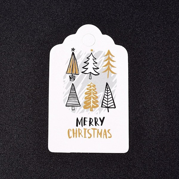 

PandaHall Paper Gift Tags, Hange Tags, For Arts and Crafts, For Christmas, with Word Merry Christmas & Christmas Tree Pattern, White...