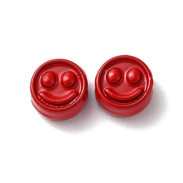 

PandaHall Spray Painted Alloy Beads, Flat Round with Smiling Face, FireBrick, 7.5x4mm, Hole: 2mm Alloy Flat Round Red