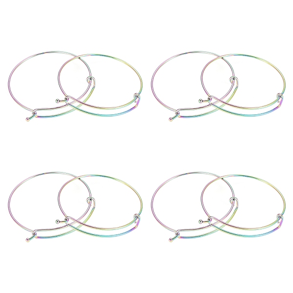 

PandaHall Adjustable Vacuum Plating 304 Stainless Steel Expandable Bangle Making, Rainbow Color, 2-3/8 inch(61~62mm), 8pcs/box Stainless...
