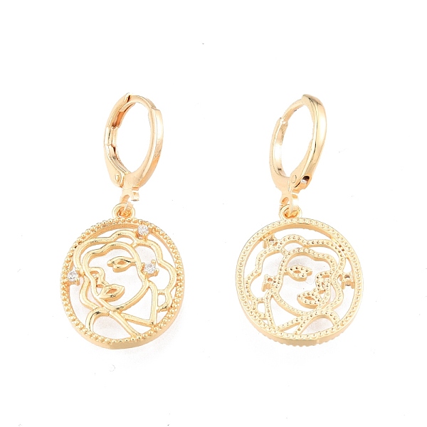 PandaHall Clear Cubic Zirconia Abstract Face Dangle Leverback Earrings, Brass Jewelry for Women, Cadmium Free & Nickel Free & Lead Free...
