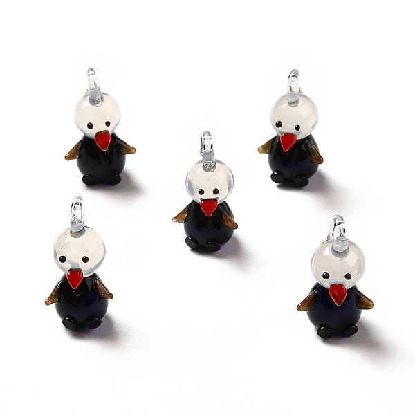 

PandaHall Handmade Lampwork Pendants, Bird Charms, Midnight Blue, 28~29x15~17x15~16mm, Hole: 2.5~3.5mm Lampwork Bird