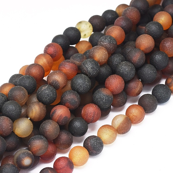 

PandaHall Natural Agate Beads Strands, Frosted, Dyed & Heated, Round, 8~8.5mm, Hole: 1mm, about 48 pcs/Strand, 14.76 inch(37.5 cm) Natural...