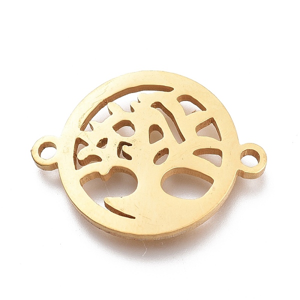 

PandaHall 304 Stainless Steel Hollow Links Connectors, Laser Cut, Flat Round With Tree, Golden, 15.5x20x1mm, Hole: 1.5mm 304 Stainless Steel...