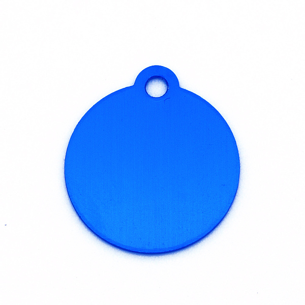 PandaHall Colored Aluminum Pendants, Laser Cut, Double Sided Dog Pet Name Phone Number ID Tag Charm, Flat Round, Blue, 36x31.5x1mm, Hole...