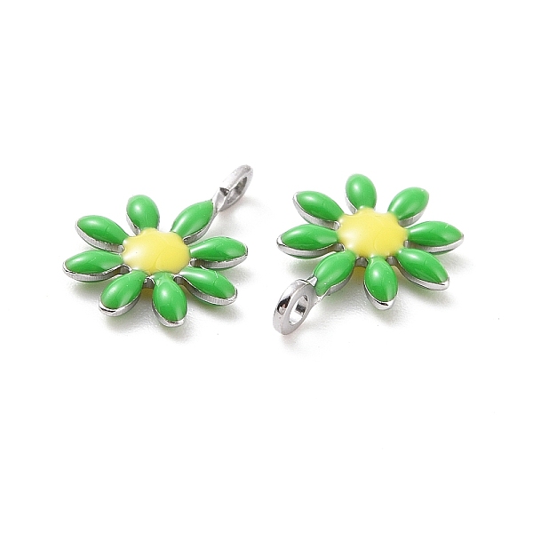 

PandaHall 304 Stainless Steel Charms, with Enamel, Stainless Steel Color, Flower, Lime, 10x7.5x2mm, Hole: 1mm Stainless Steel+Enamel Flower..., Green