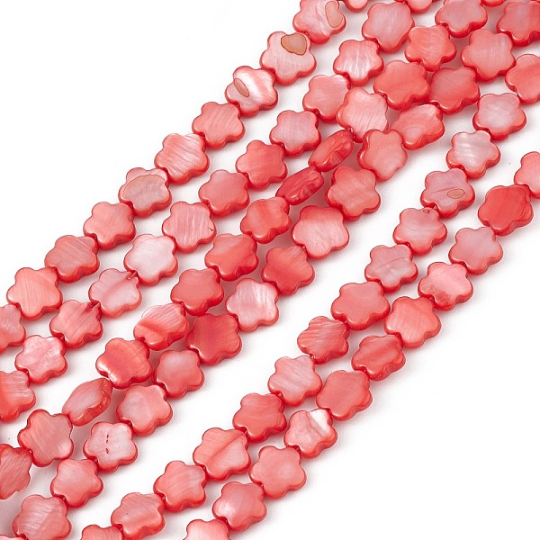 

PandaHall Natural Freshwater Shell Dyed Beads Strands, Flower, Red, 8x8.5x3mm, Hole: 0.6mm, about 49pcs/strand, 15.35''(39cm) Freshwater...