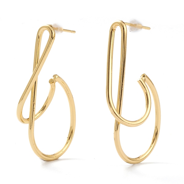 

PandaHall Brass Half Hoop Earrings, with Steel Pin and Plastic Ear Nuts, Long-Lasting Plated, Real 18K Gold Plated, 43x25x7mm, Pin: 0.8mm...