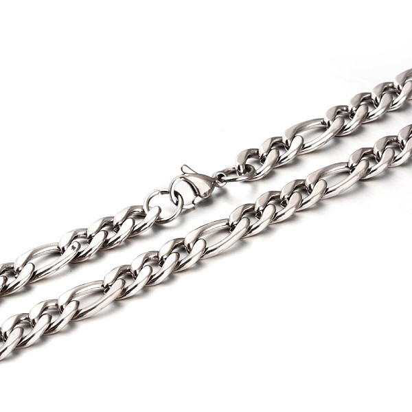 

PandaHall 304 Stainless Steel Figaro Chains Necklaces, with Lobster Claw Clasps, Faceted, Stainless Steel Color, 23.8 inch(60.5cm) 304...