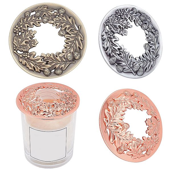 

PandaHall 3Pcs 3 Colors Alloy Candle Lids, Candle Toppers, Jar Candle Accessories, Flat Round with Sculped Leaf, Mixed Color, 8x1.3cm...