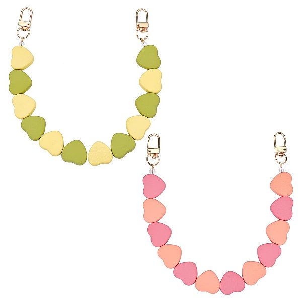

PandaHall GORGECRAFT 2 Colors Bag Chain Extender Heart Beaded Purse Strap Love Tote Handles Replacement Snap Purse Cross Chain Shoulder Belt..., Multicolor