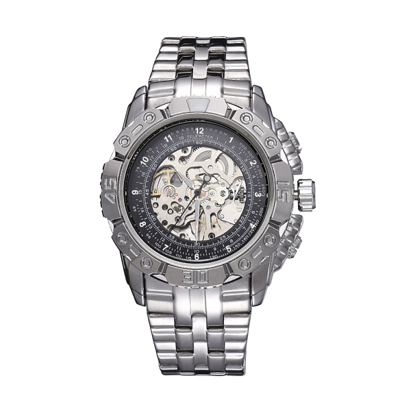 

PandaHall Alloy Watch Head Mechanical Watches, with Stainless Steel Watch Band, Stainless Steel Color, Black, 70x22mm, Watch Head...