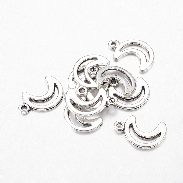 

PandaHall Tibetan Style Alloy Pendants, Moon, Antique Silver, Lead Free & Cadmium Free, 17x11x1mm, Hole: 1.5mm Alloy Moon