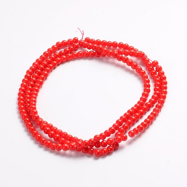 

PandaHall Painted Glass Bead Strands, Baking Paint, Round, Red, 4mm, Hole: 1.1~1.3mm, about 200pcs/strand, 31.4 inch Glass Round Red