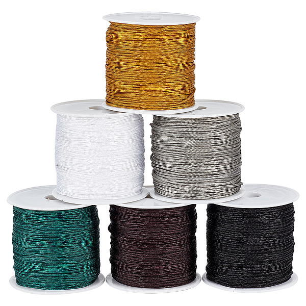 

PandaHall 6 Rolls 6 Colors 23M Polyester Braided Thread, Chinese Knot Cord, with Spool, Mixed Color, 1.4mm, about 25.15 Yards(23m)/Set, 1..., Multicolor