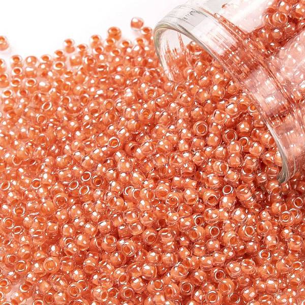 

PandaHall TOHO Round Seed Beads, Japanese Seed Beads, (986) Inside Color Crystal/Coral Lined, 11/0, 2.2mm, Hole: 0.8mm, about 1103pcs/10g..., Red