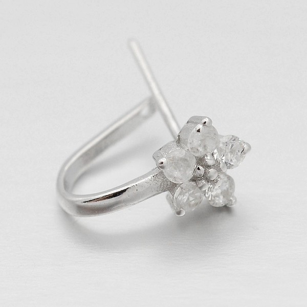 

PandaHall Trendy Rhodium Plated 925 Sterling Silver Micro Pave Cubic Zirconia Pinch Bails, Flower, Platinum, 10x6mm, Hole: 7x6mm, Pin: 0.6mm..., Clear